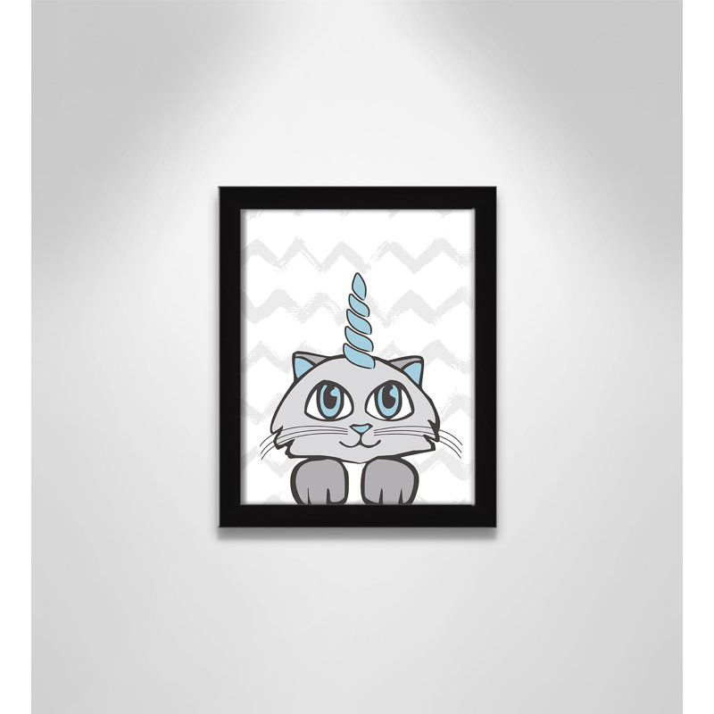 Caticorn II, art encadré, H 10 po x l 8 po x P 1,18 po, Structure noire