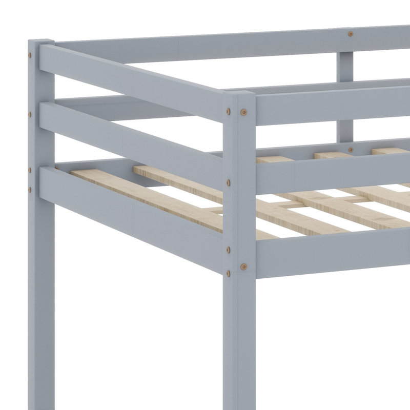 Lit mezzanine en bois avec échelle, Gris