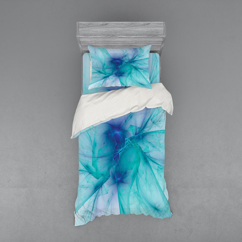 Ensemble de housse de couette en microfibre bleu sarcelle / moderne et contemporain
