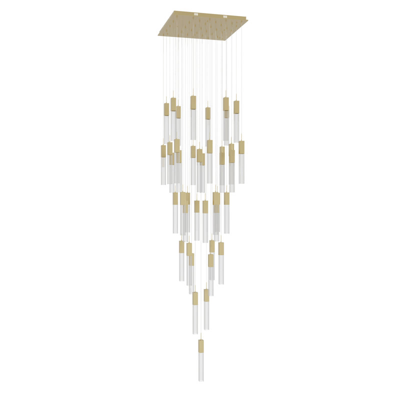 41 - Light Chandelier, Brushed Brass, Clear Glacier