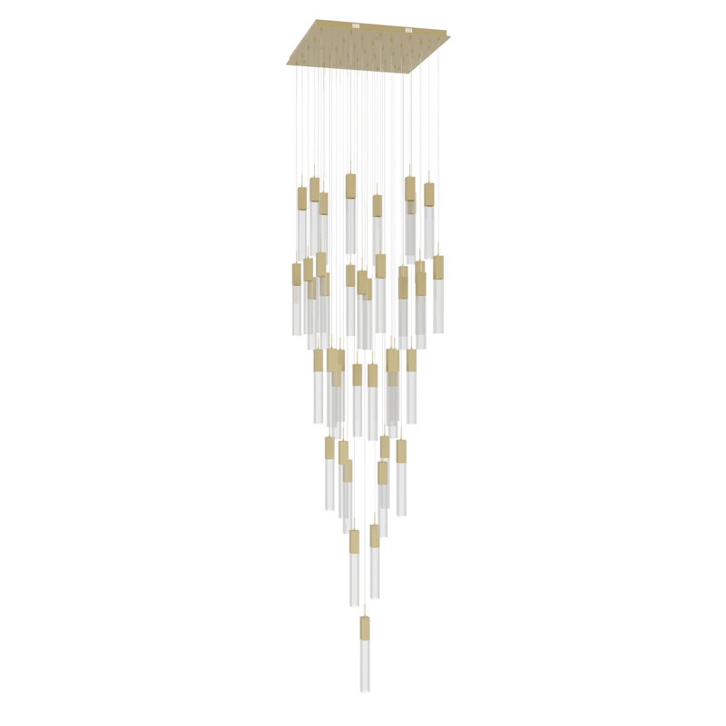 Luminaire suspendu grappe 41 lumières Original Glacier, Laiton brossé, Glacier transparent