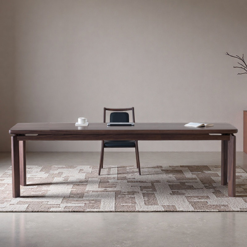 Bureau et bureau en noyer noir, H 29,53 po x l 94,49 po x P 31,5 po