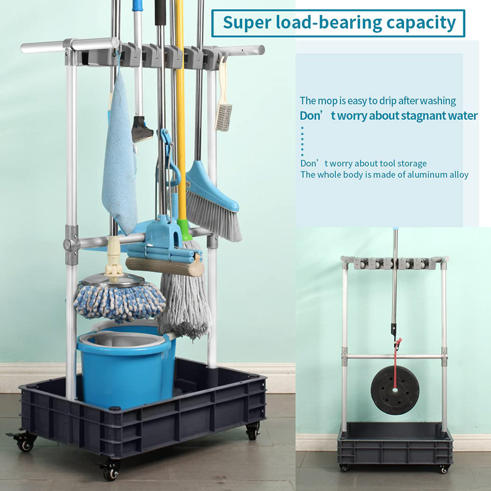 Glorbu Movable Floor-Mounted Mop Rack (12 Racks) | Wayfair