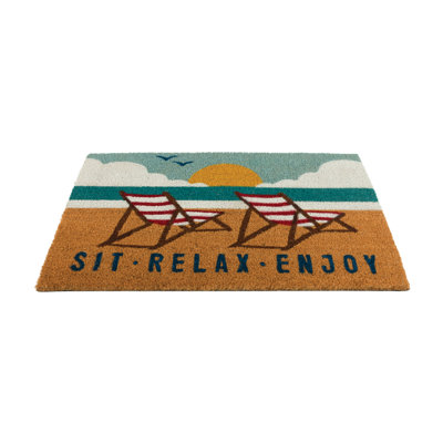 30x18 Natural Coir Fiber and PVC Non Slip Outdoor Doormat with Weather Resistant Textured Surface and Heavy Duty Backing