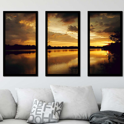 " Yellow Sunset " 3 Piece Art Acrylic Print