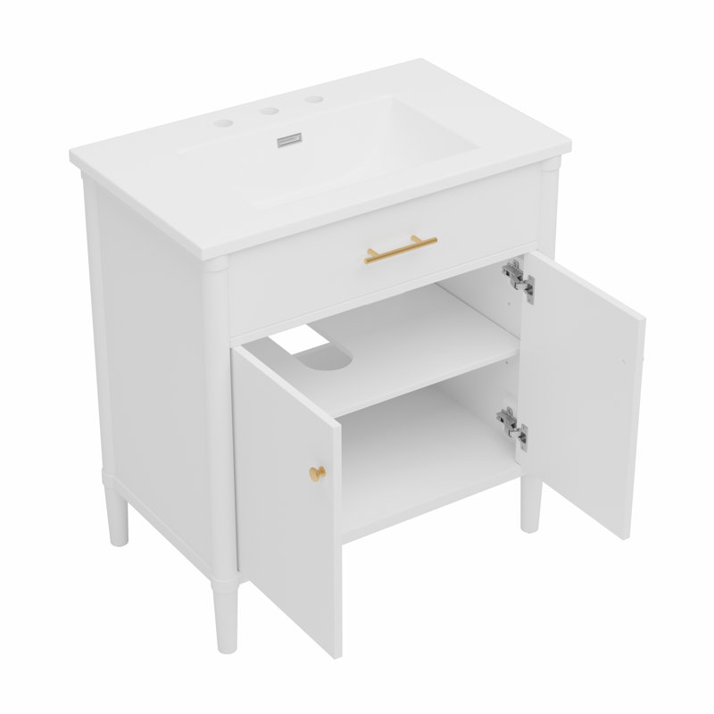 Meuble-lavabo de salle de bain avec lavabo, Blanc
