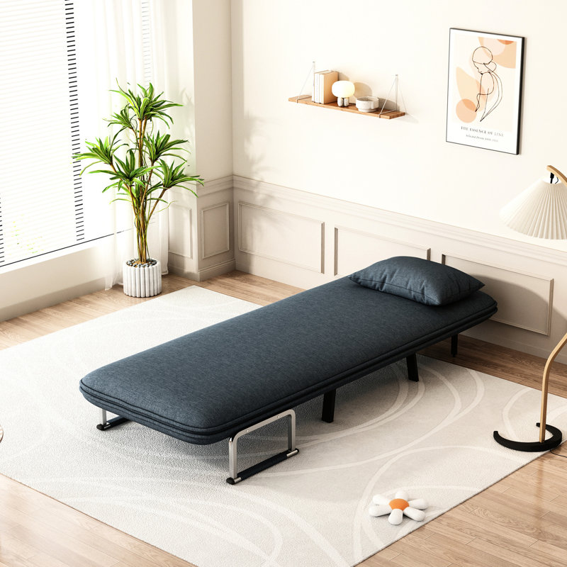 Fauteuil-lit convertible de 31,5 po, canapé à trois places avec coussin ajustable, fauteuil à cadre en métal, revêtement en velours, rembourrage en mousse, utilisation dans la chambre à coucher, bleu et gris, 1 siège, 74,16 po Profondeur, 31,98 largeur, 14,05 hauteur, 37,53 lb