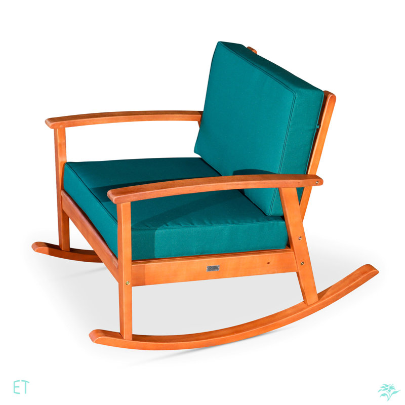 Chaise berçante avec coussins, finition huilée naturelle