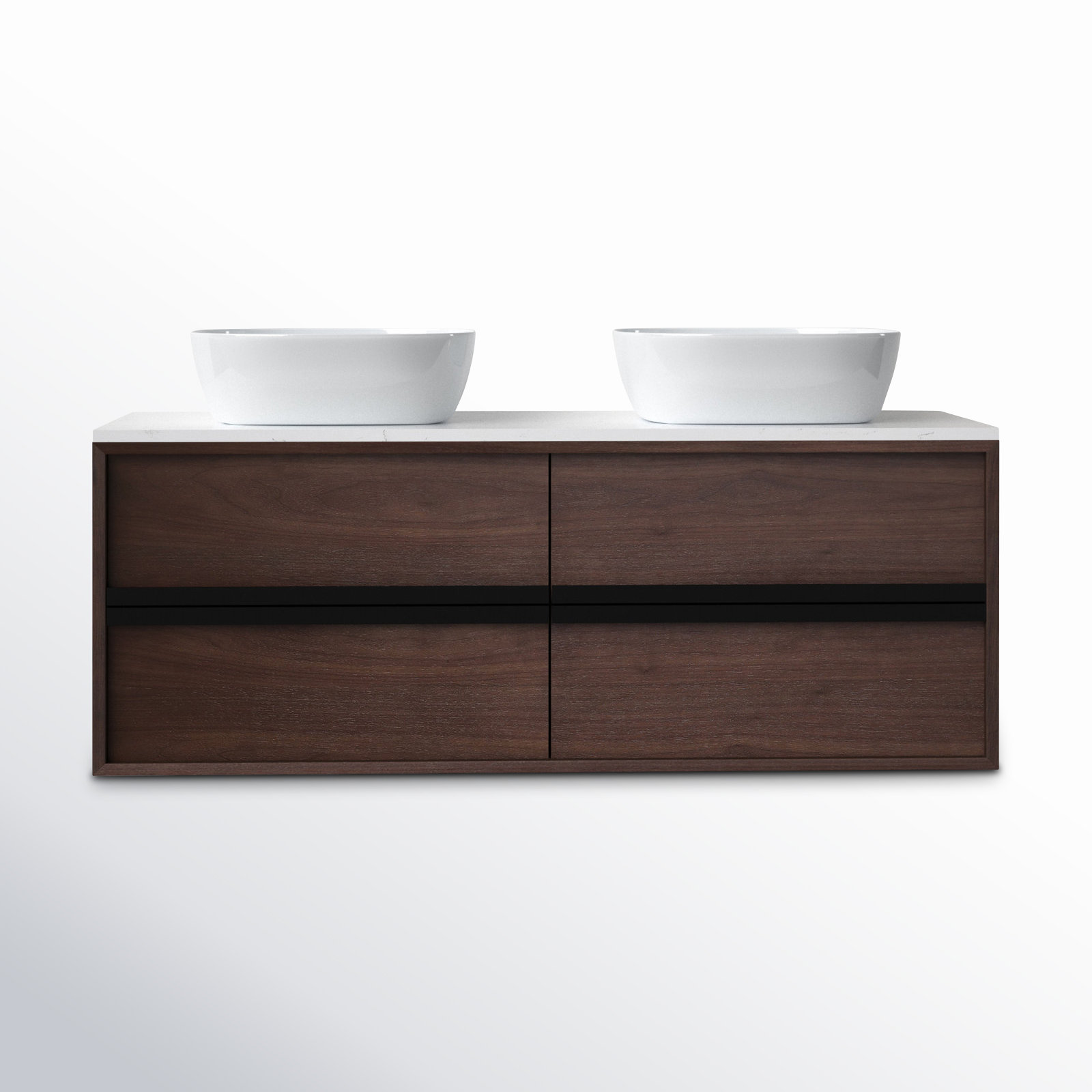 Sintra 55" Eucalyptus Double Bathroom Vanity, Dark Walnut