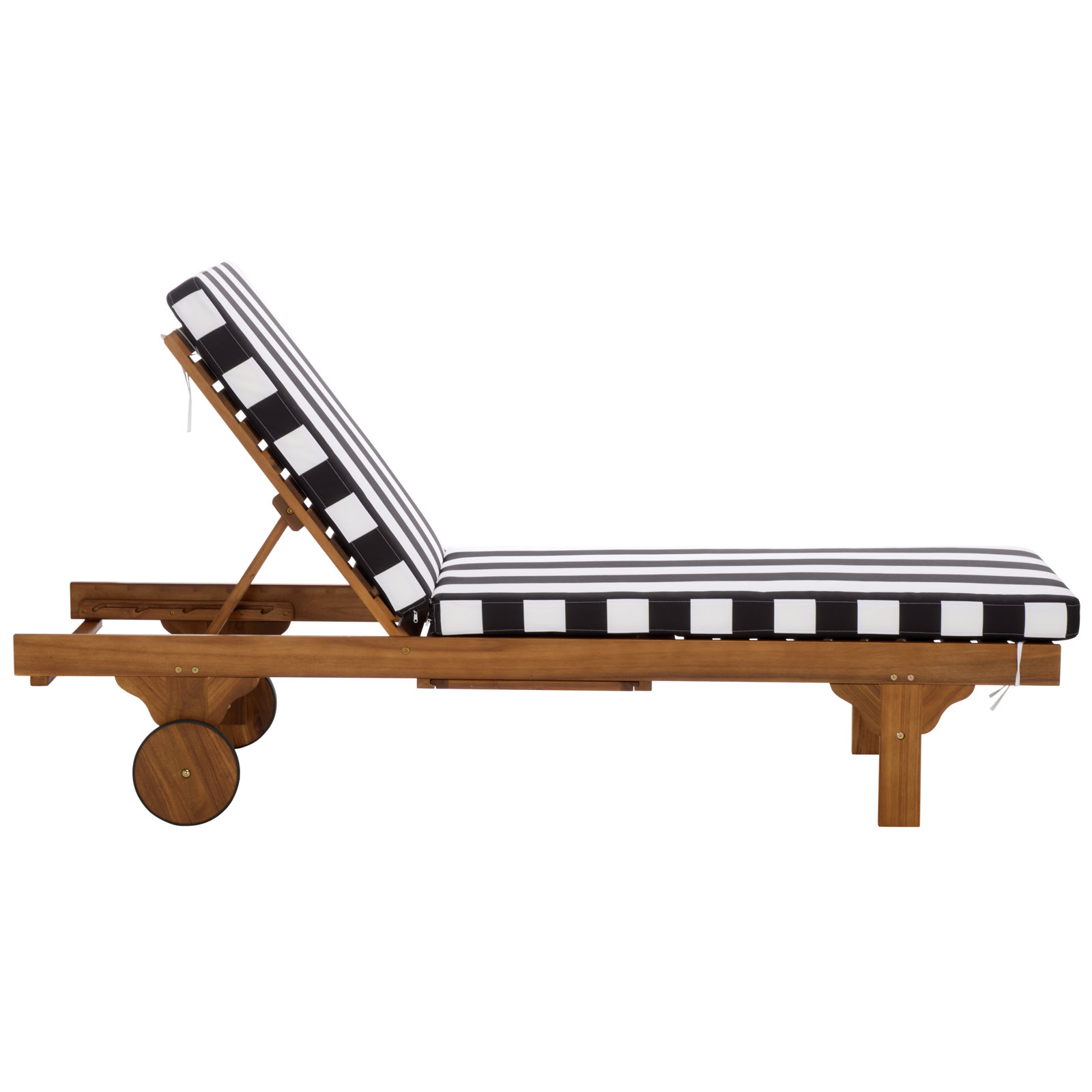 Jivera 25" Acacia Patio Chaise Lounge, Black Stripe