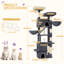 185 cm Cat Tree, Large Cat Tower for Indoor Cats, Cats House Furniture with Scratching Ramp, 2 Platforms, 3 Condos, 6 Scratching Posts, 2 Baskets, Pompoms-1417037221