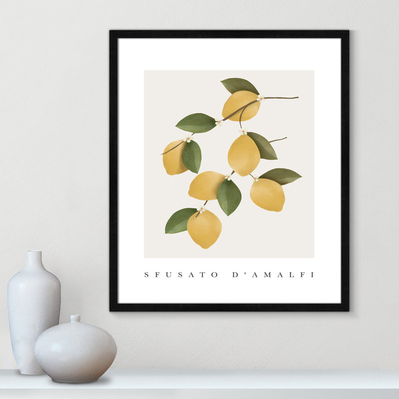 Amalfi Lemons - cadre photo, impression, Cadre noir, H 25,5 po x l 21,5 po x P 0,75 po