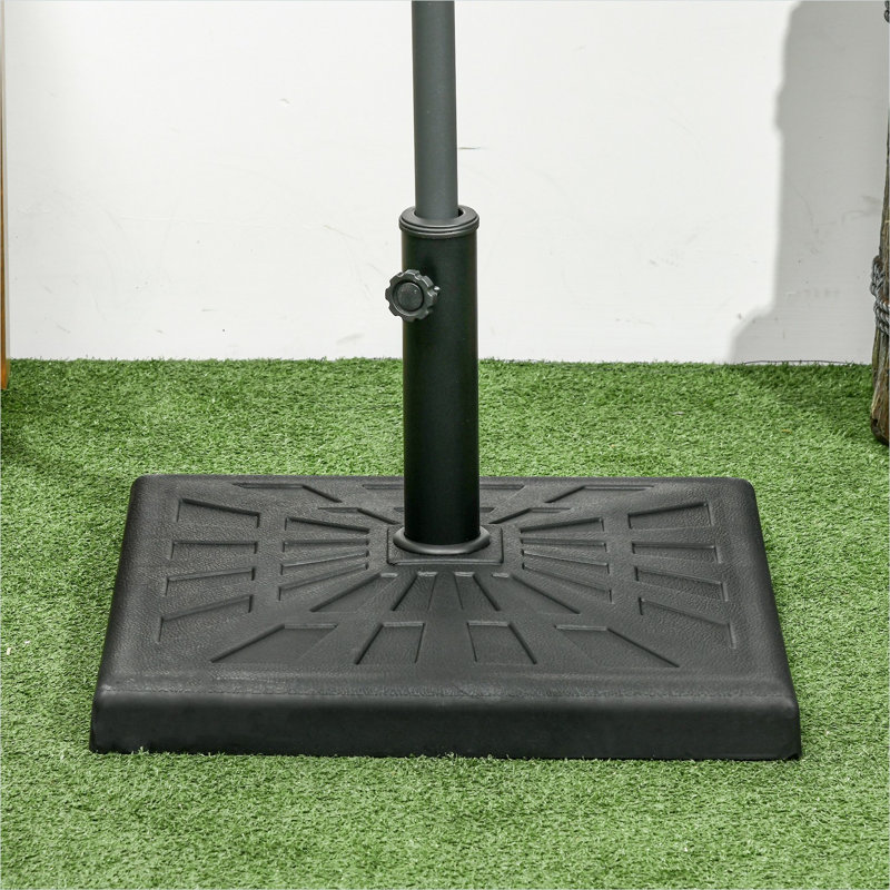 Base de parasol de patio lestée avec boîtier en résine et bouton réglable, 42 lb, noir profond, carré de 20 po