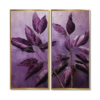 «Purple Leaves Plum Precision II» - impressions sur toile traditionnelles mauves