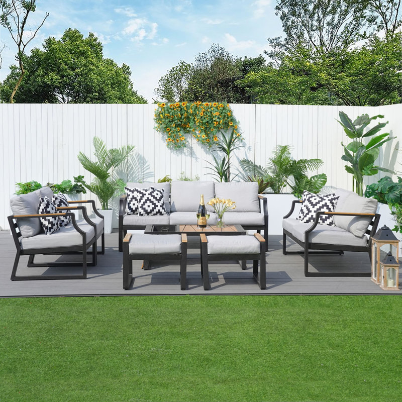 Betzaira 9 - Person Patio Conversation Set with Cushions