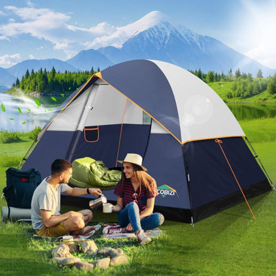 4 Person Camping Tent, Family Camping Tent with Rainfly & Screen Room, Spacious Waterproof Outdoor Tent