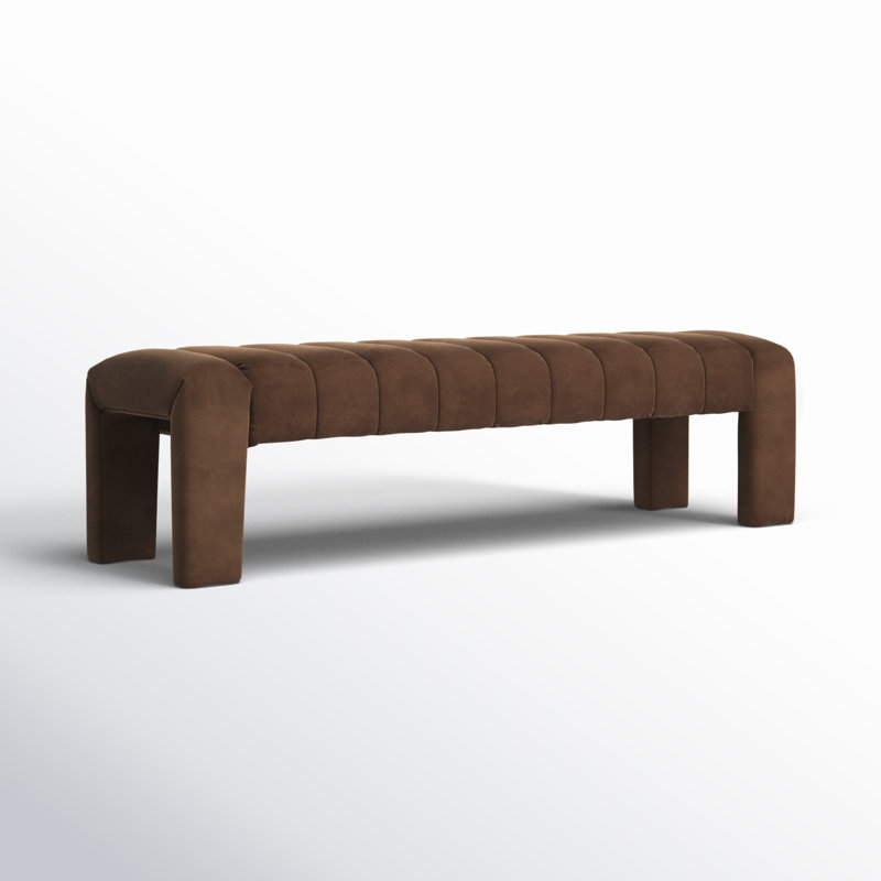 Bellisima Upholstered Bench, Dark Brown Velvet