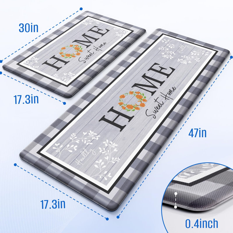 Ensemble de 2 tapis de cuisine antidérapants et antidérapants 2 pièces, 17,3 po x 30 po et 17,3 po x 47,2 po