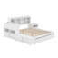 Lit plateforme en bois avec espace de rangement multifonctionnel, table de chevet, tiroirs, ports USB et bureau-624901278