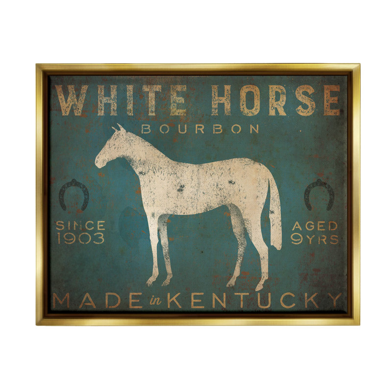 Art mural sur toile flottante encadrée or blanc, "White Horse Bourbon" par Ryan Fowler, H 17 po x l 21 po x P 1,7 po