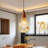 E27 Woody Grey Waterlight Glass Modern Pendant Light, Hanging Lamp, Ceiling Light Wood Pendant Light retro, for Living Room Restaurant Bars Office