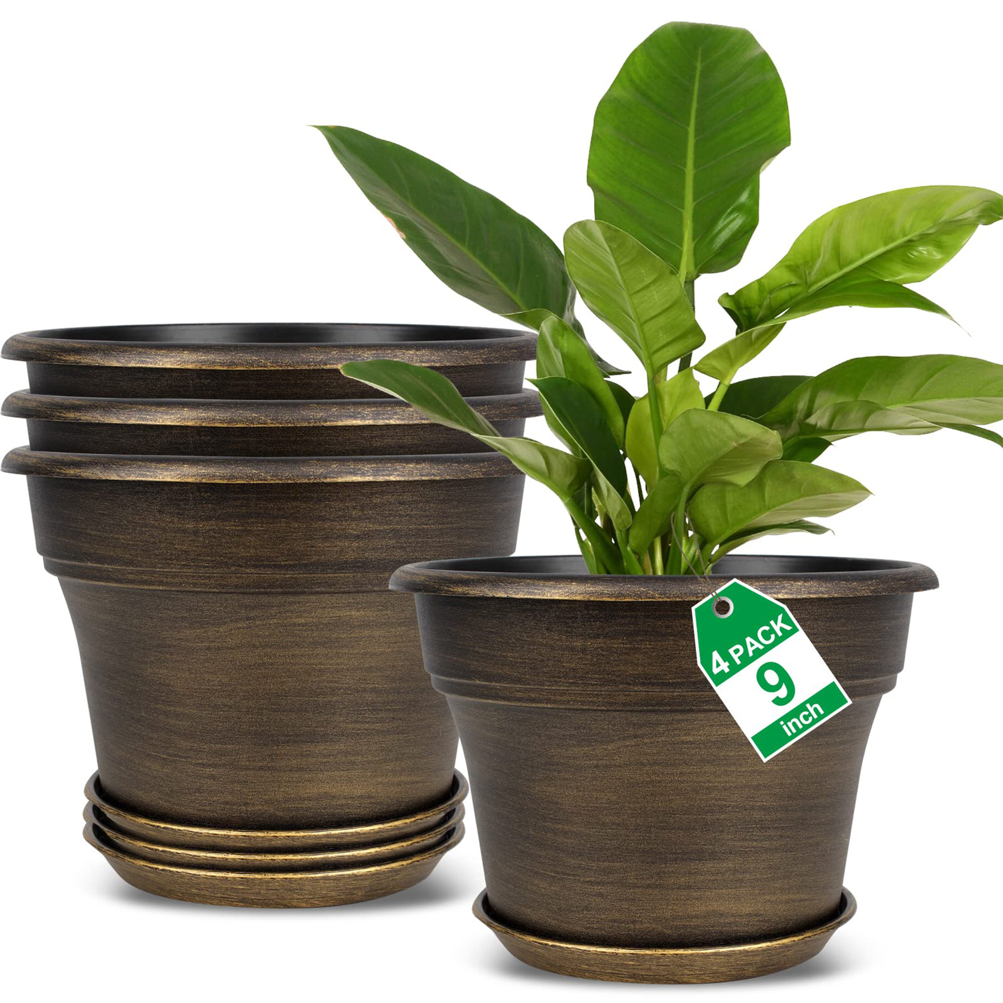 Plastic Flower Plant Pots Set of 4 Red Barrel Studio Color: Copper Size: 9.3" H x 13" W x 13" D