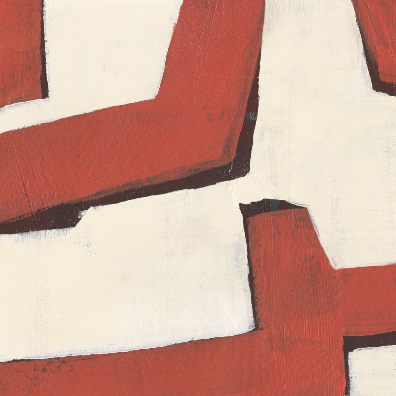 «Red Thread II» par Annie Warren - peinture sur toile tendue, H 12 po x l 12 po