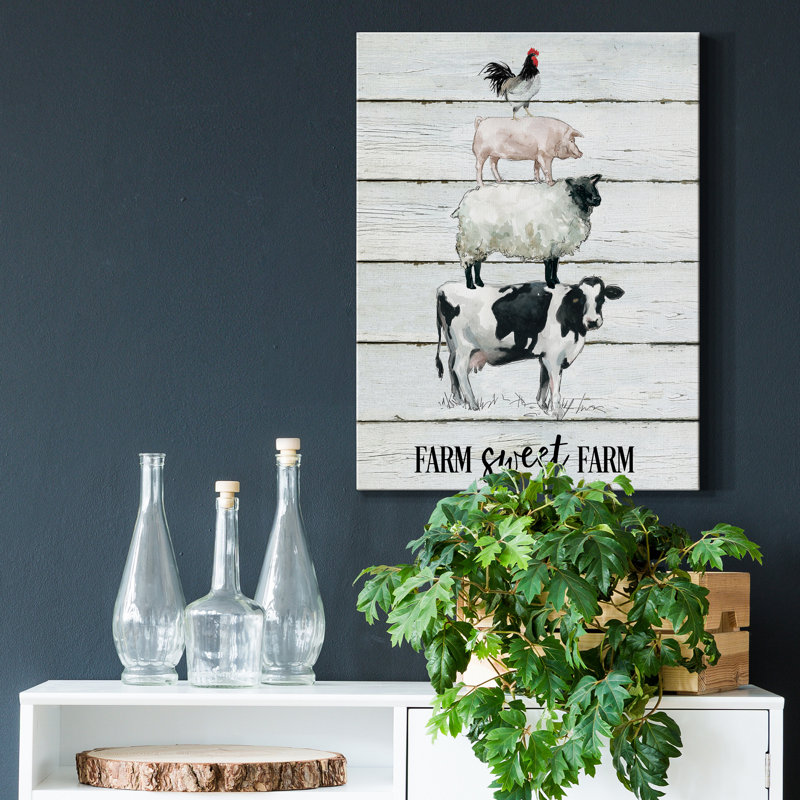 «Farm Sweet Farm» par Carol Robinson, reproduction d'art sur toile tendue, H 40 po x l 30 po x P 1 po