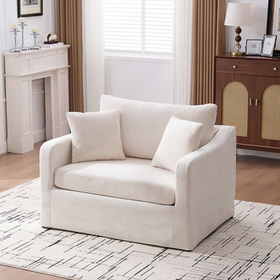 Chaise d'appoint rembourrée de 43,9 pouces de largeur avec pieds en métal, parfaite pour la lecture et la détente
