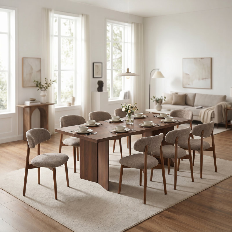 Table de salle à manger Amiliana, 9 pièces : table, 8 chaises, Noir/vert, H 29,53 po x l 63 po x P 31,5 po