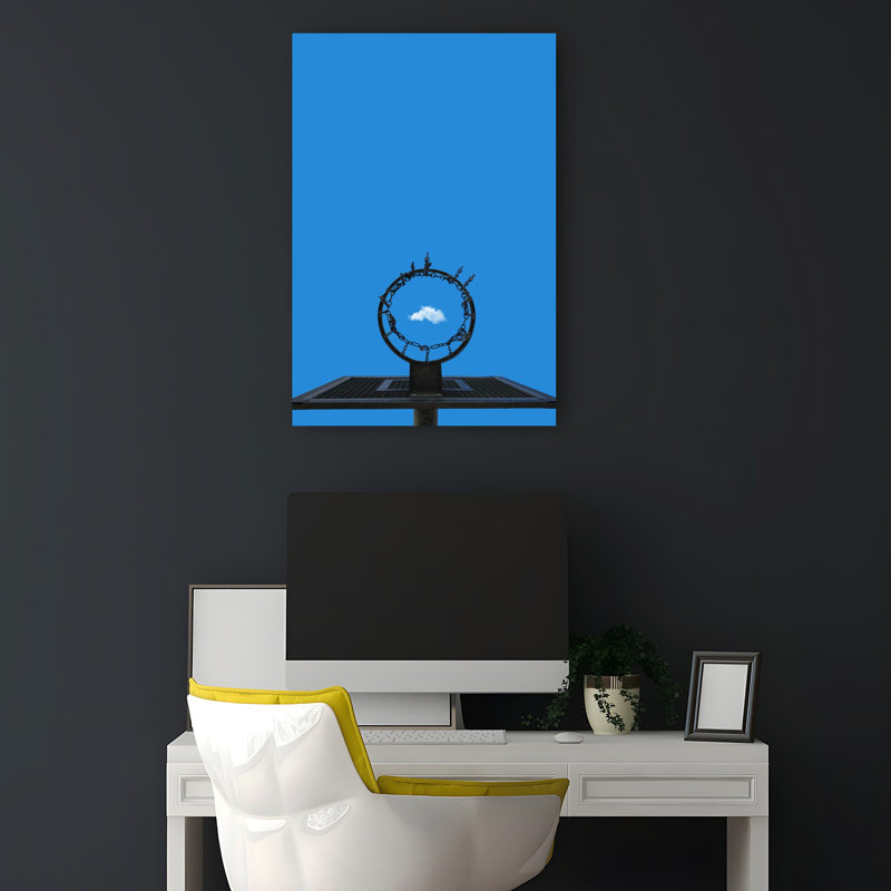 Nuage à travers le cerceau, paysage contemporain abstrait, art mural, 18" H x 12" W