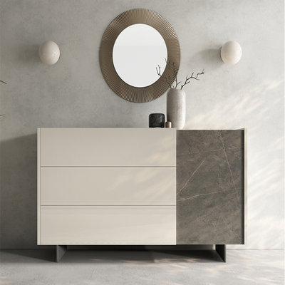 Italian minimalist sintered stone storage cabinet