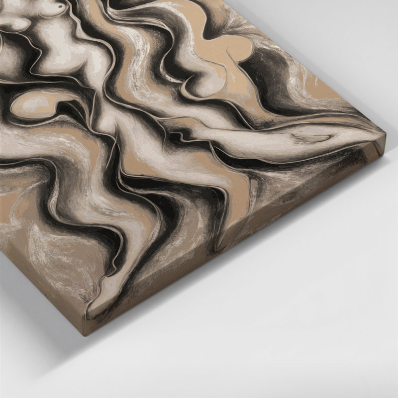 Abstrait art figuratif beige sur toile 57, H 14 po x l 11 po