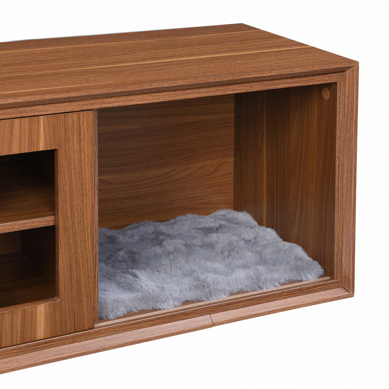 Meuble télé avec table extensible, porte coulissante