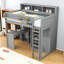 Lit mezzanine simple avec tablettes et garde-robe-764216487