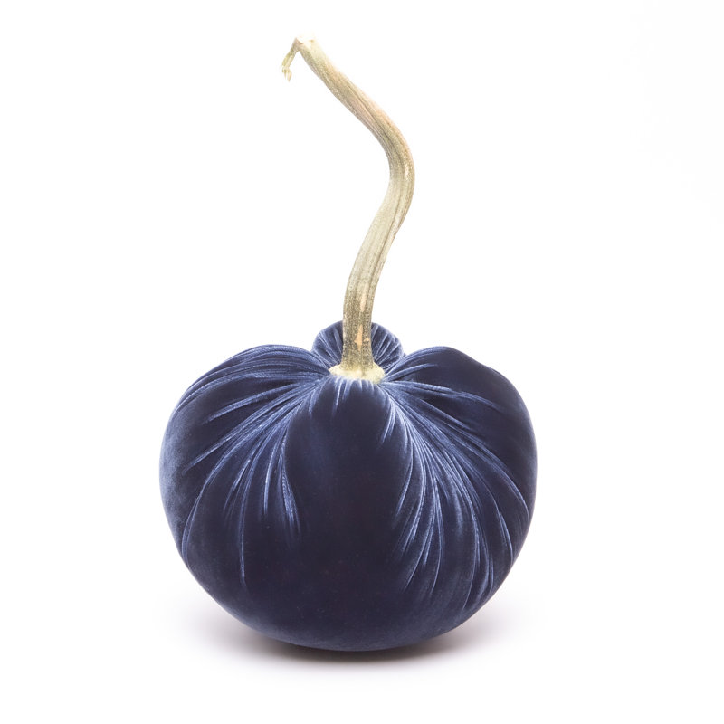 Sapphire Silk Velvet Pumpkin, 10'' H X 8'' W X 8'' D