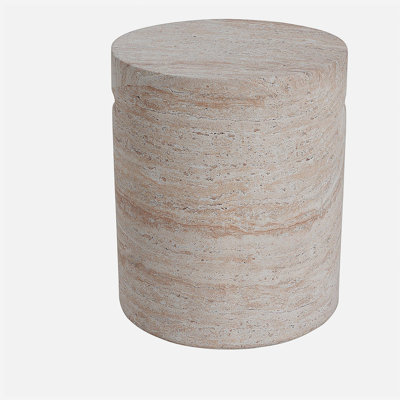 Lightweight Concrete Side Table With Handle, Finish, Natural And Modern Beauty Structure, Dimensions 15.5X15.5X18.5Inch