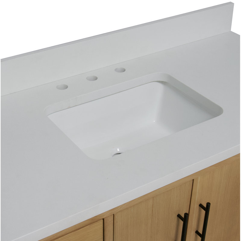 Ensemble de meuble-lavabo simple 48 po Kiara, Blond, Blanc mat