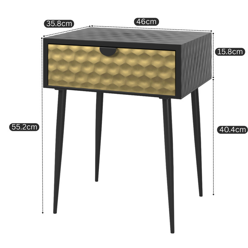 Loar 45cm W Metal Bedside Table