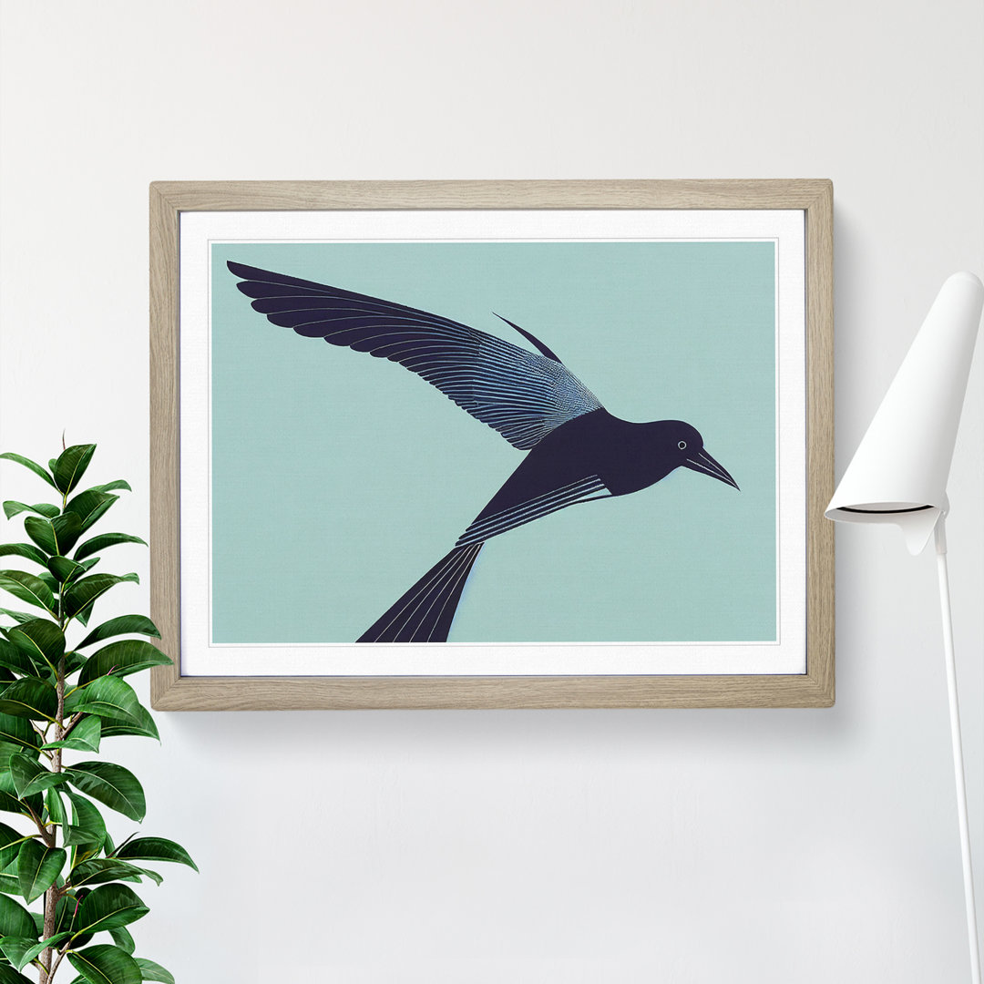 Heavenly Crow Bird Abstract - Single Picture Frame Print