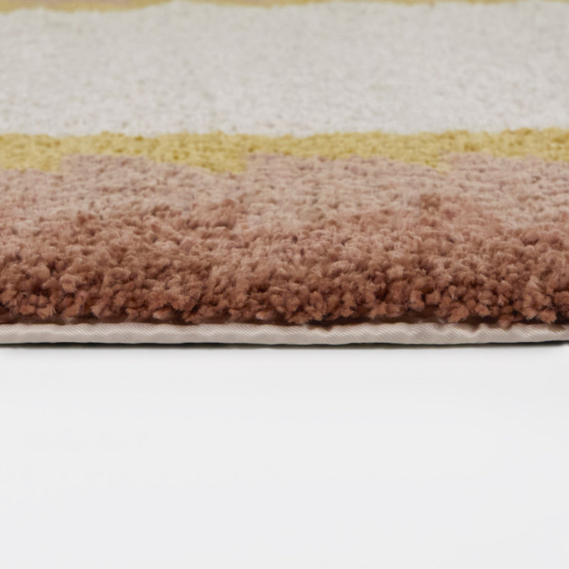 Tapis ovale à bordure triangulaire rose / crème Kinnaird, Ovale 6 pi 7 po x 9 pi, Rose / crème