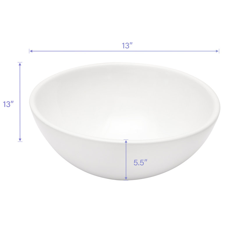 Lavabo de salle de bain vasque circulaire en céramique blanche 13 X 13 pouces
