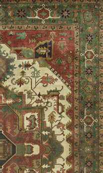 Tapis Heriz Signature Heirloom M003 - ivoire / vert émeraude, 4 pi x 6 pi