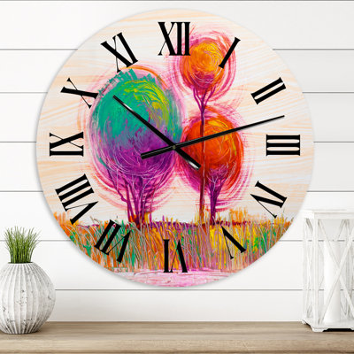 Arbre d'automne forêt colorée - horloge murale