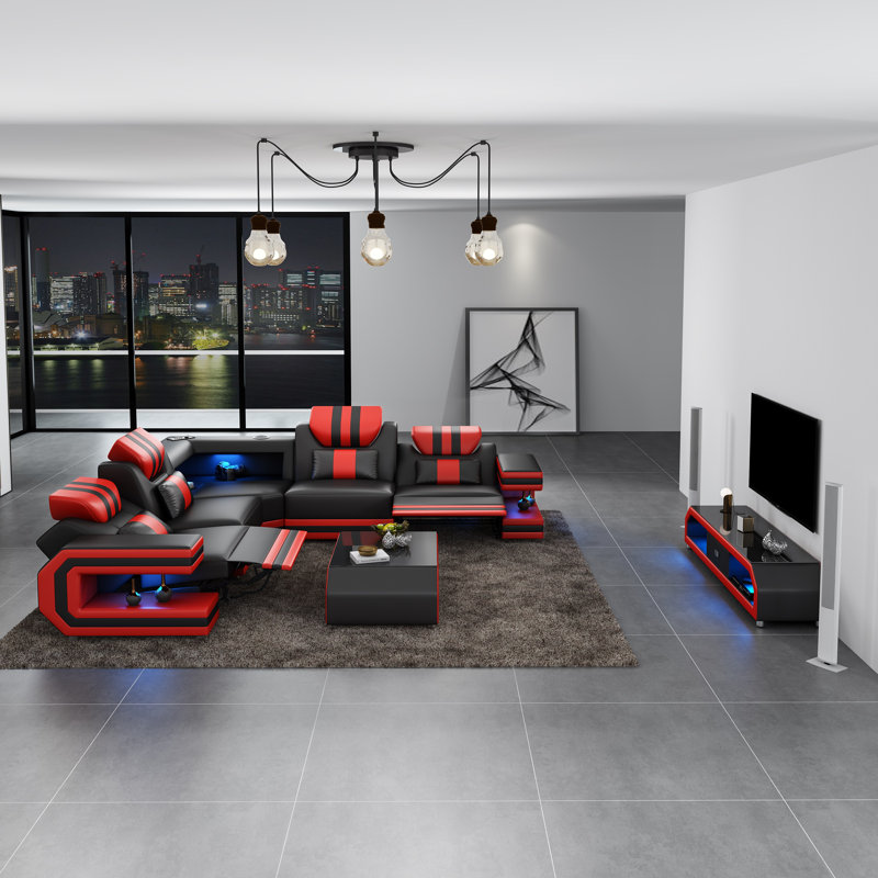 Fauteuil inclinable symétrique en cuir véritable avec sabre laser de 116 po de largeur Lightsaber