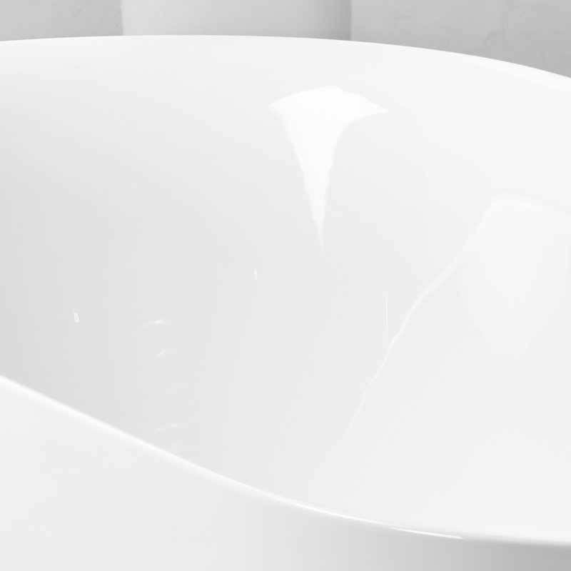 Modern White Acrylic Freestanding Bathtub With Gently Sloped Design And Center Drain