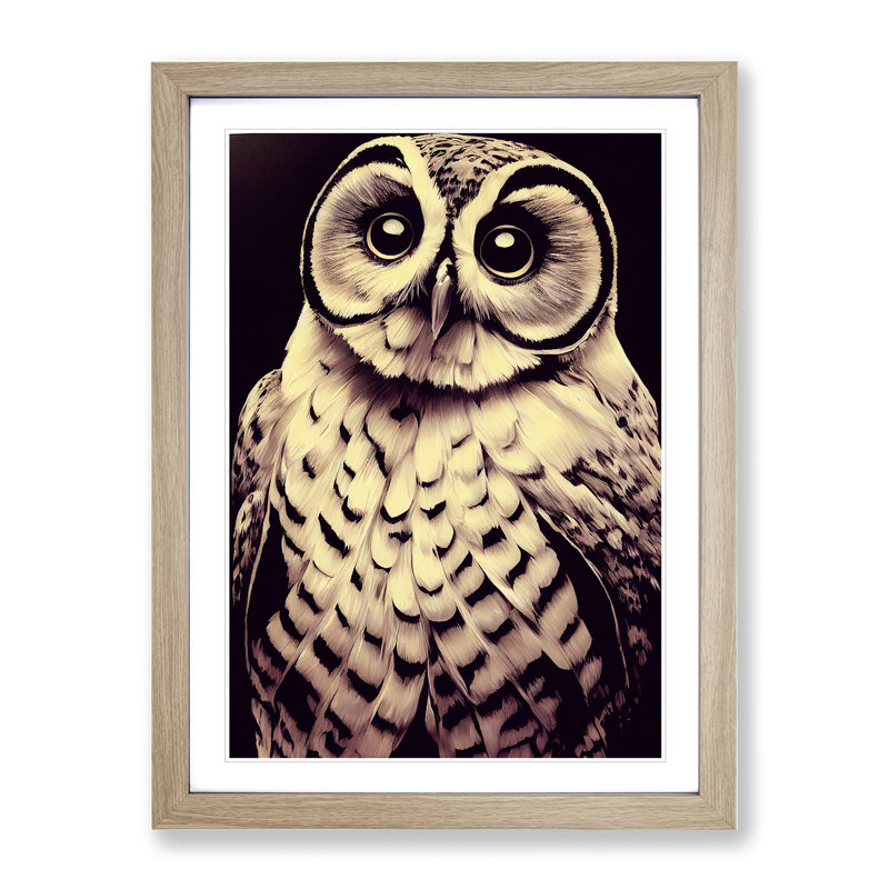 Owl Portrait No.4 - Framed Print, 46cm H x 34cm W x 2cm D, Oak Framed