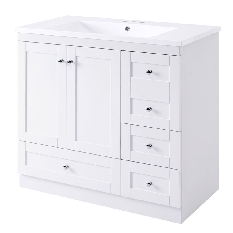 Meuble-lavabo élégant avec rangement spacieux et cuve en résine durable, Blanc