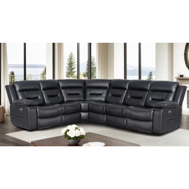 Kimblyn Power Recliner Sectional Sofa, Faux Leather 6-SEAT Modular Reclining Sectional Couch, Livingroom Furniture Sets