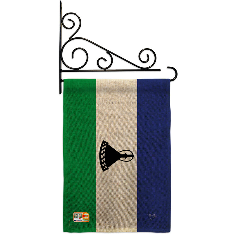 En toile jute à 2 côtés 19 x 13 po lesotho drapeau de jardin